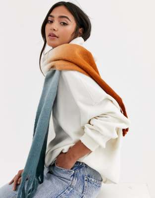 ASOS DESIGN  Brun och blå, doppfärgad scarf-Flerfärgad Flerfärgad