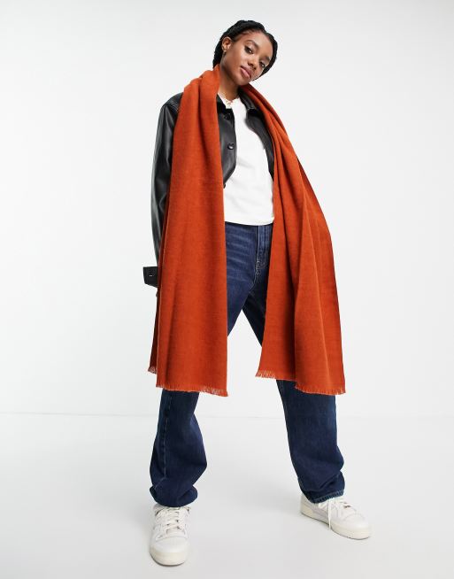 ASOS DESIGN - Sjaal met onafgewerkte rand in roestbruin - ORANGE