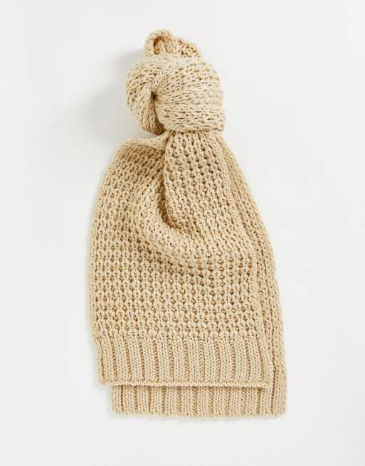 ASOS DESIGN - Sjaal met wafestructuur in camel