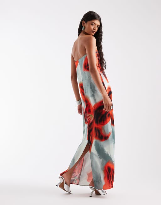 ASOS DESIGN søjleformet bandeau-maxikjole med blomsterprint over det hele, 4 af 4