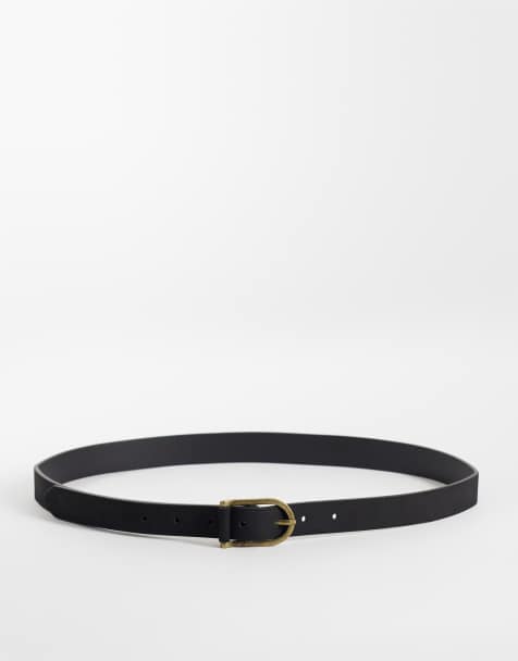 ASOS DESIGN skärp i svart mockaimitation med rullspänne - view 1