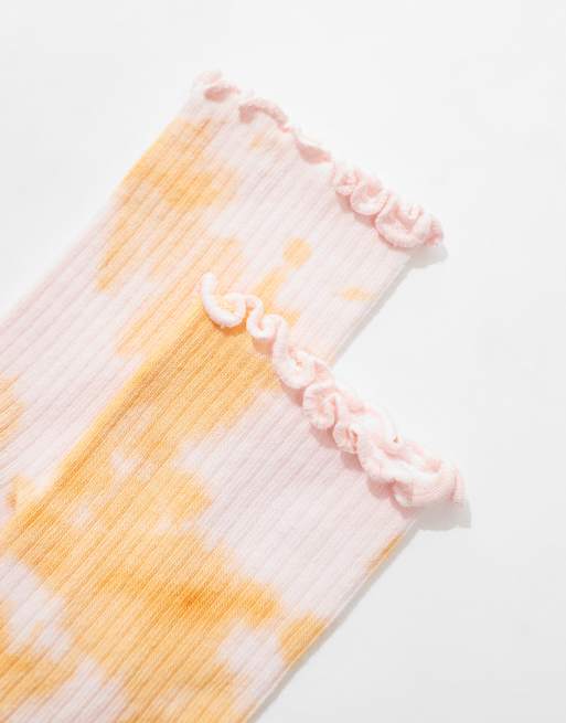 ASOS DESIGN – Skarpetki do kostki z falbanką we wzór tie dye, 2 z 4
