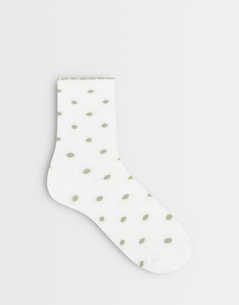 ASOS DESIGN skarpetki w groszki w kolorze kremowym i oliwkowym - view 1