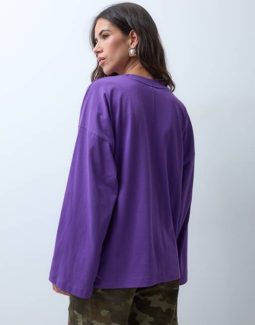 ASOS DESIGN skate-T-shirt met lange mouwen in paars, 4 van 4
