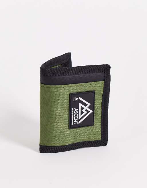 ASOS DESIGN skate wallet with badge in khaki