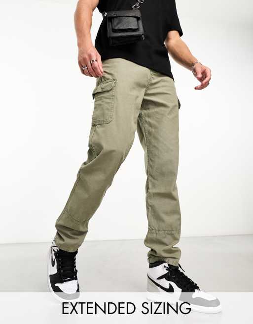 ASOS DESIGN skater cargo pants in canvas with acid wash khaki