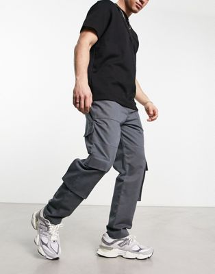 Asos Design Skater Cargo Pants In Charcoal-gray
