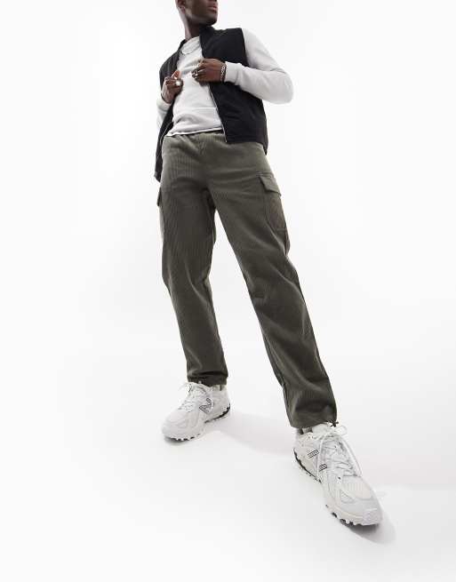 ASOS DESIGN skater cargo pants in cord in khaki 
