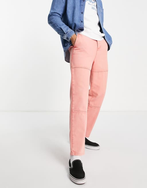 ASOS DESIGN skater carpenter pants in coral