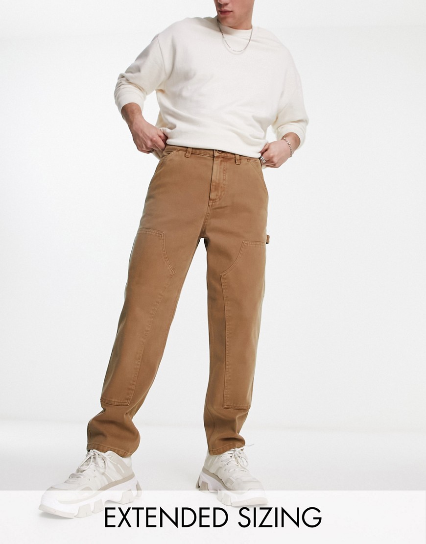 ASOS DESIGN skater carpenter trousers in brown
