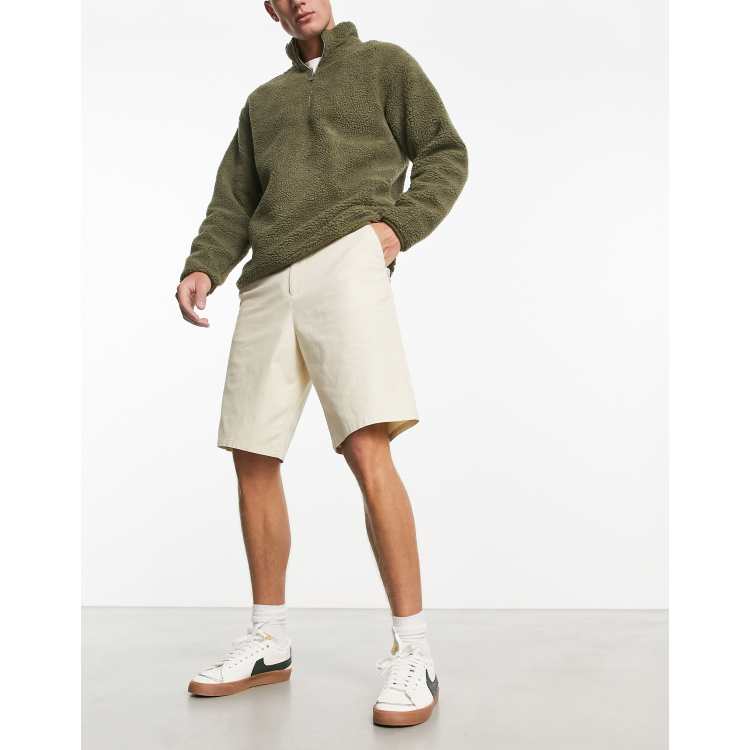 Longer length sale khaki shorts