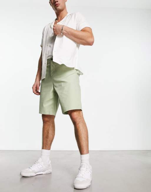 Green Slim Fit Chino Shorts