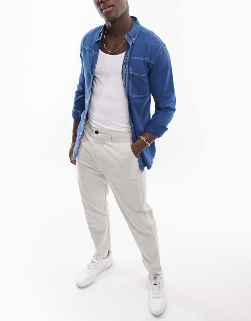 ASOS DESIGN skater chinos in light gray