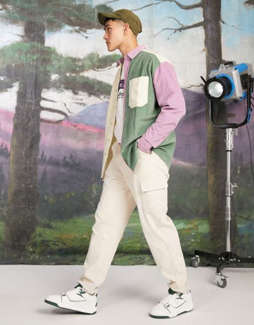 ASOS DESIGN skater fit cargo pants in beige cord
