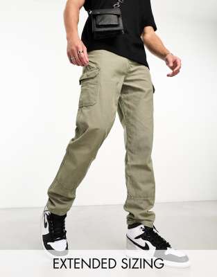 Asos Design Relaxed Cargo Pants In Khaki-green