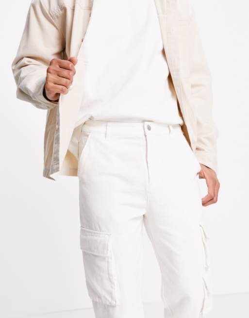 ASOS DESIGN skater fit cargo pants in white |