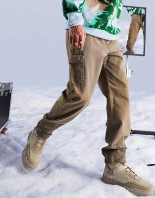 ASOS DESIGN skater fit cargo trousers in canvas with acid wash - ASOS Price Checker