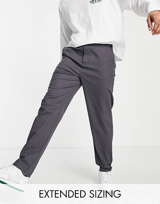 Trousers & Chinos skater fit chinos with relaxed leg in charcoal 