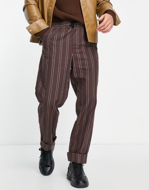 Brown and cheap black striped pants