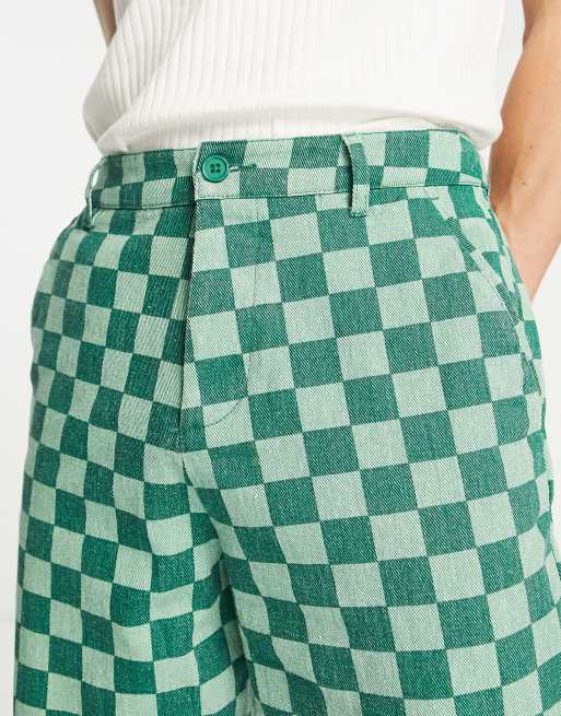 Green and best sale black checkered pants