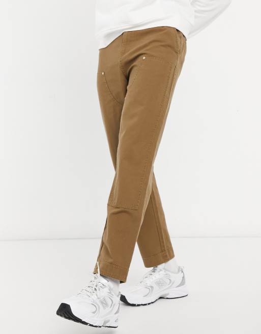 ASOS DESIGN skater fit trousers with laid on panels in brown ASOS