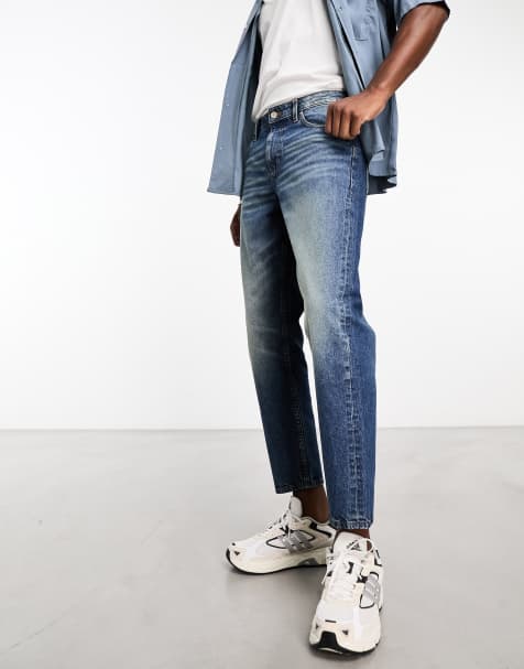 ASOS DESIGN skater jeans in dark wash blue with tint - view 1