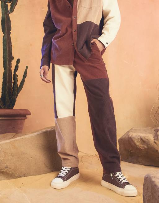 ASOS DESIGN skater pants in colour block cord (part of a set) 