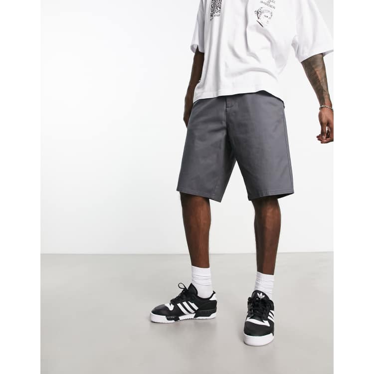 ASOS DESIGN skater shorts in longer length in charcoal