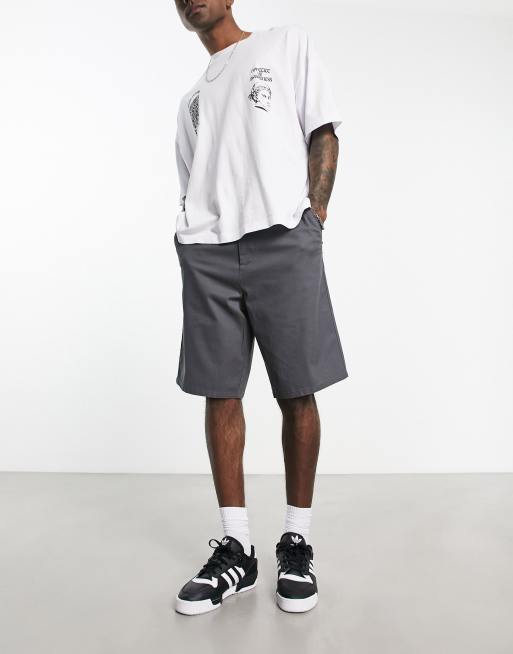 ASOS DESIGN skater shorts in longer length in charcoal