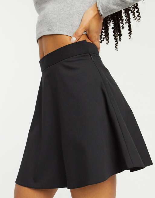 ASOS Skater Skirt with Belt in Black