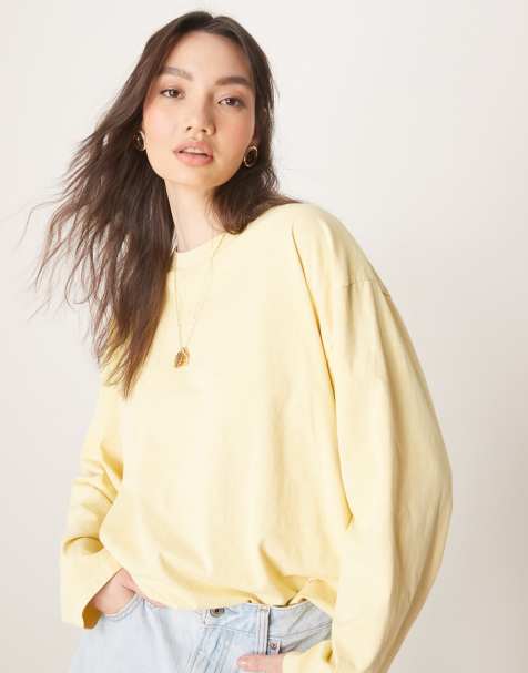 ASOS DESIGN - Skater T-shirt met lange mouwen in vaalgeel - view 1