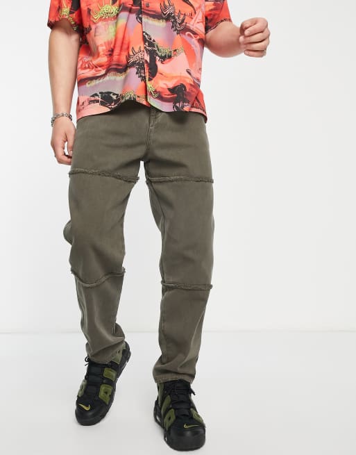 ASOS DESIGN skater trousers with frayed seams in brown 