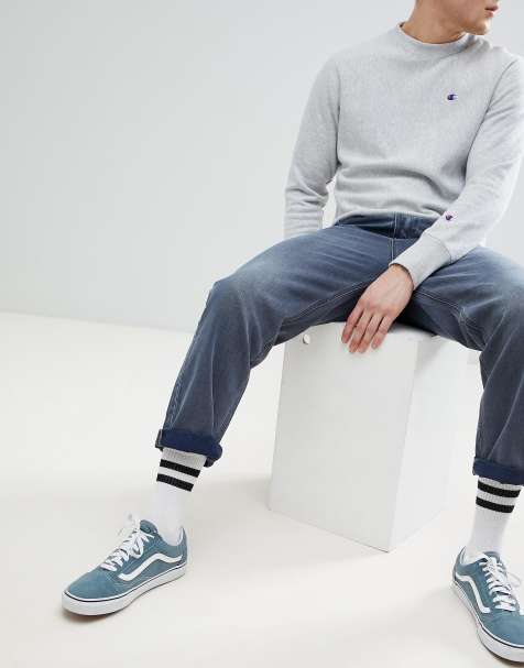 ASOS DESIGN - Skaterjeans in een blauwe wassing - view 1