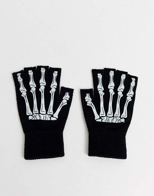 ASOS DESIGN skeleton halloween fingerless gloves