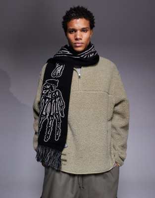 Asos Design Skeleton Print Scarf-gray