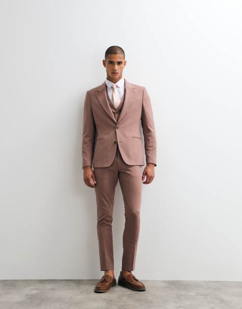 ASOS DESIGN skinny 3 piece suit set in brown - view 1