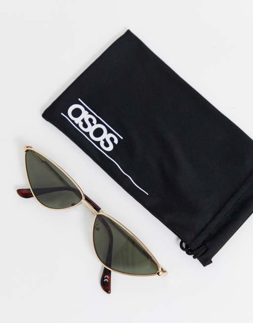 ASOS DESIGN skinny almond metal cat eye sunglasses, 2 of 4