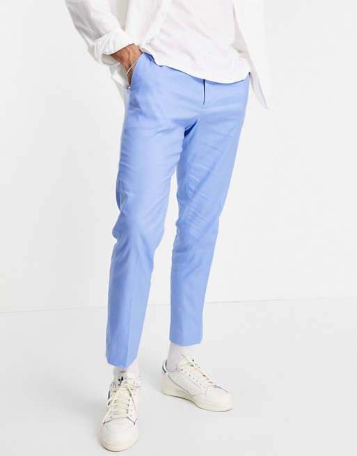 ASOS DESIGN skinny ankle grazer smart trouser in blue