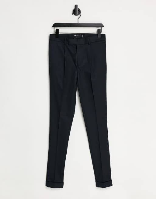 ASOS DESIGN skinny ankle grazer smart trouser in navy twill