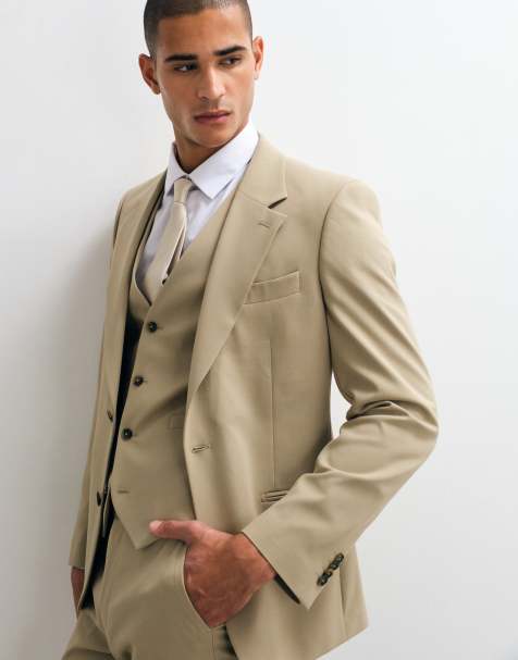 ASOS DESIGN Skinny-Anzugblazer in Stone - view 1