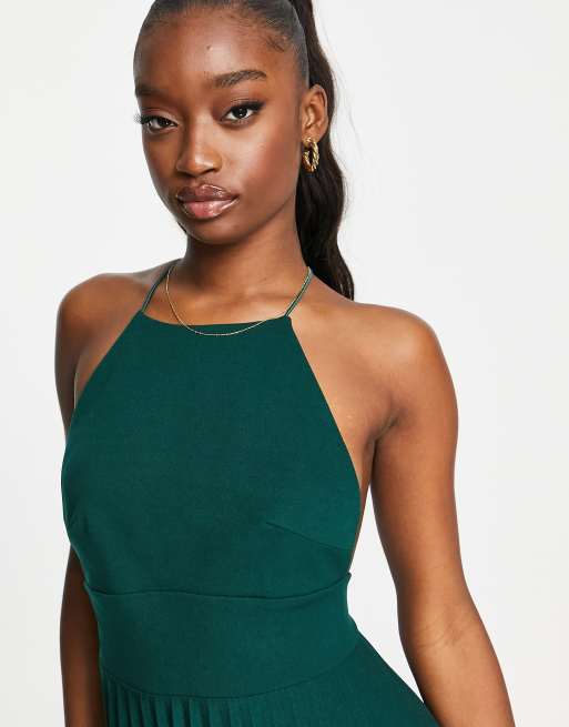 Asos green cheap pleated midi dress