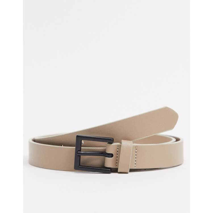 Matte Black Rectangle Buckle Faux Leather Belt