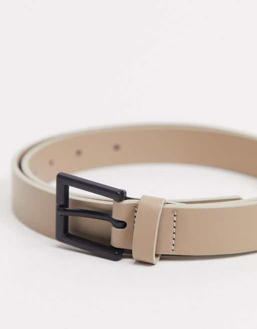 Matte Black Rectangle Buckle Faux Leather Belt