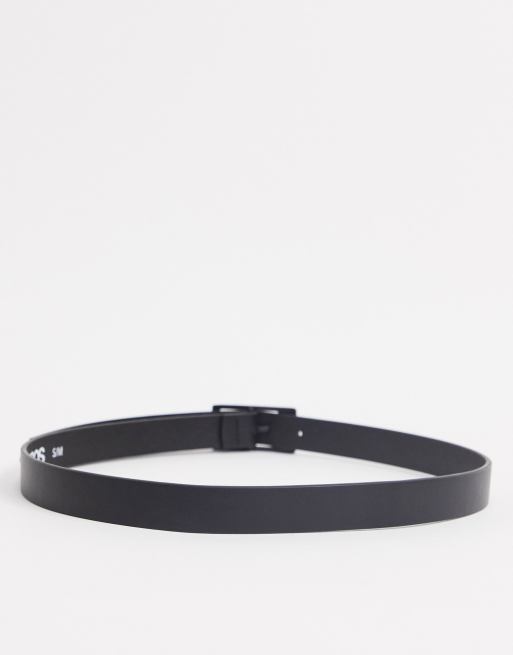 Matte Black Rectangle Buckle Faux Leather Belt