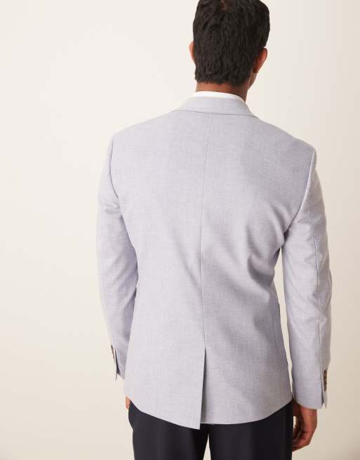 ASOS DESIGN skinny blazer in blue crosshatch, 4 of 5
