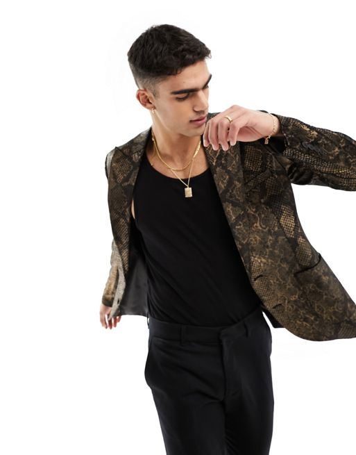 ASOS DESIGN skinny blazer in bronze snake print | ASOS