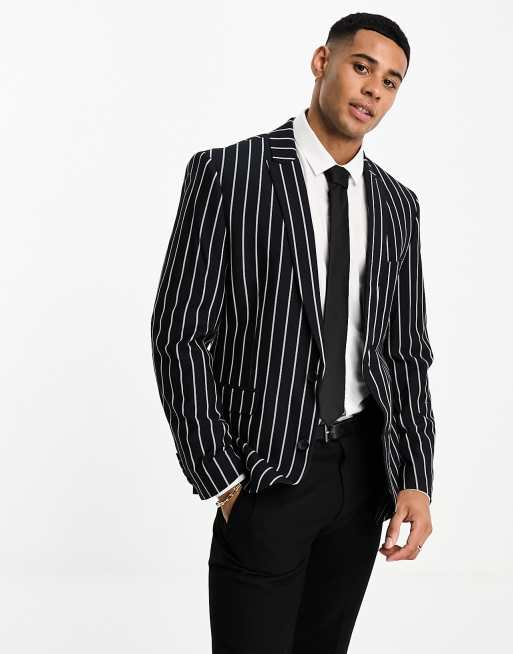 ASOS White Pinstripe Suit Blazer