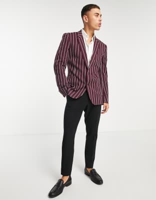 burgundy striped blazer