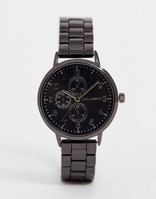 ASOS DESIGN skinny bracelet watch in gunmetal-Grey