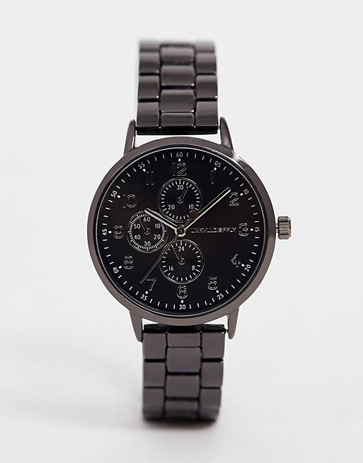 ASOS DESIGN skinny bracelet watch in gunmetal